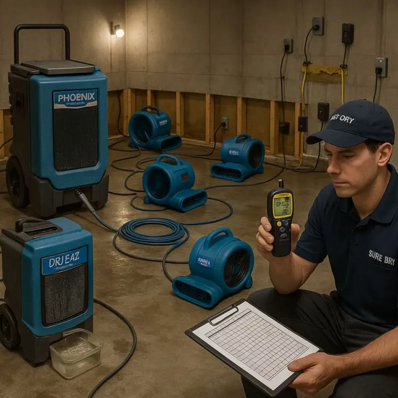 Structural Drying and Dehumidification process in Roselle, IL